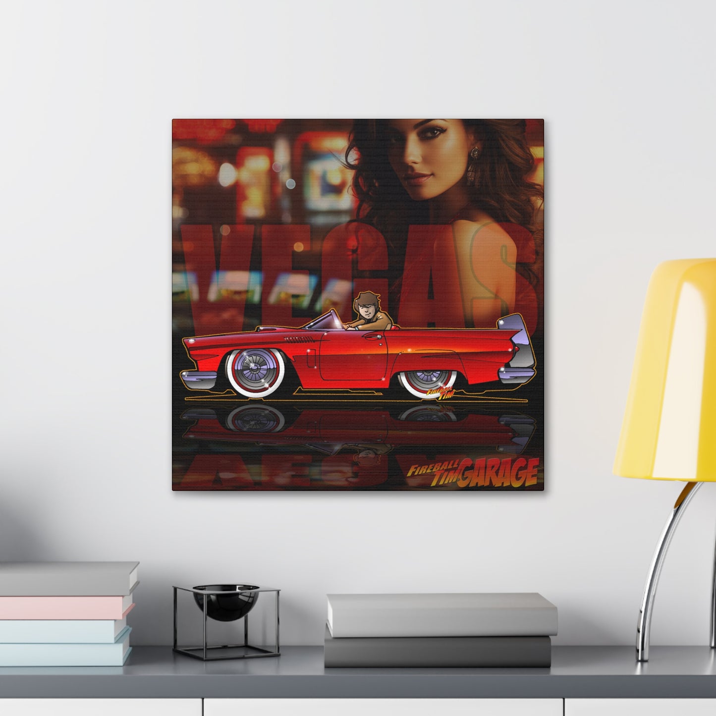 VEGAS THUNDERBIRD TV Car Robert Urich Concept Art Canvas MASTERPRINT 3 Sizes