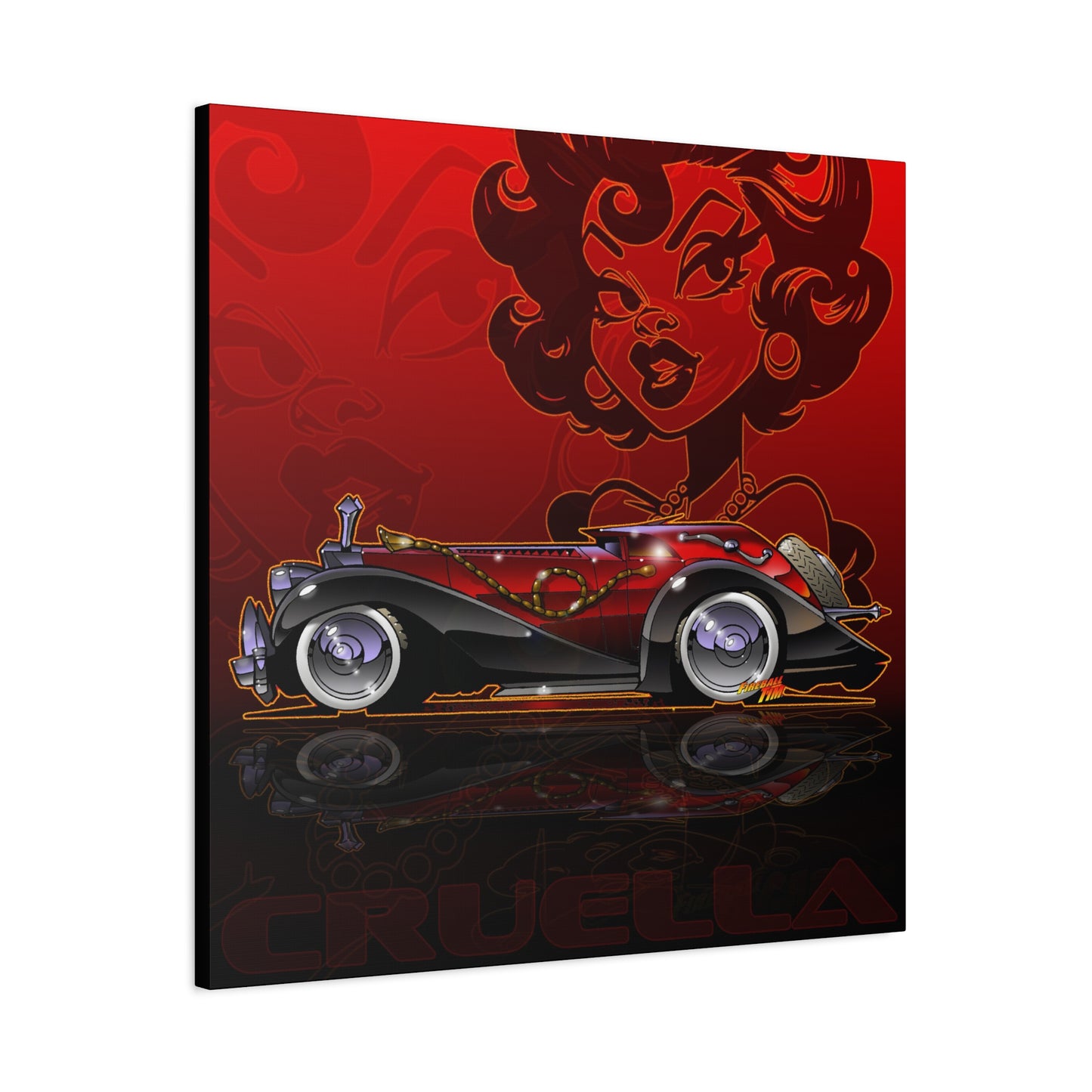 CRUELLA deVIL 1974 Panther DeVille Fireball Art Canvas Print