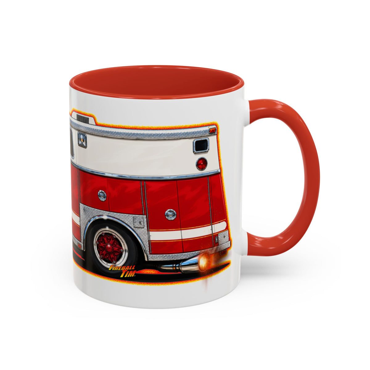 FIRE TRUCK Collectible Fireball Art Coffee Mug - 2 Sizes