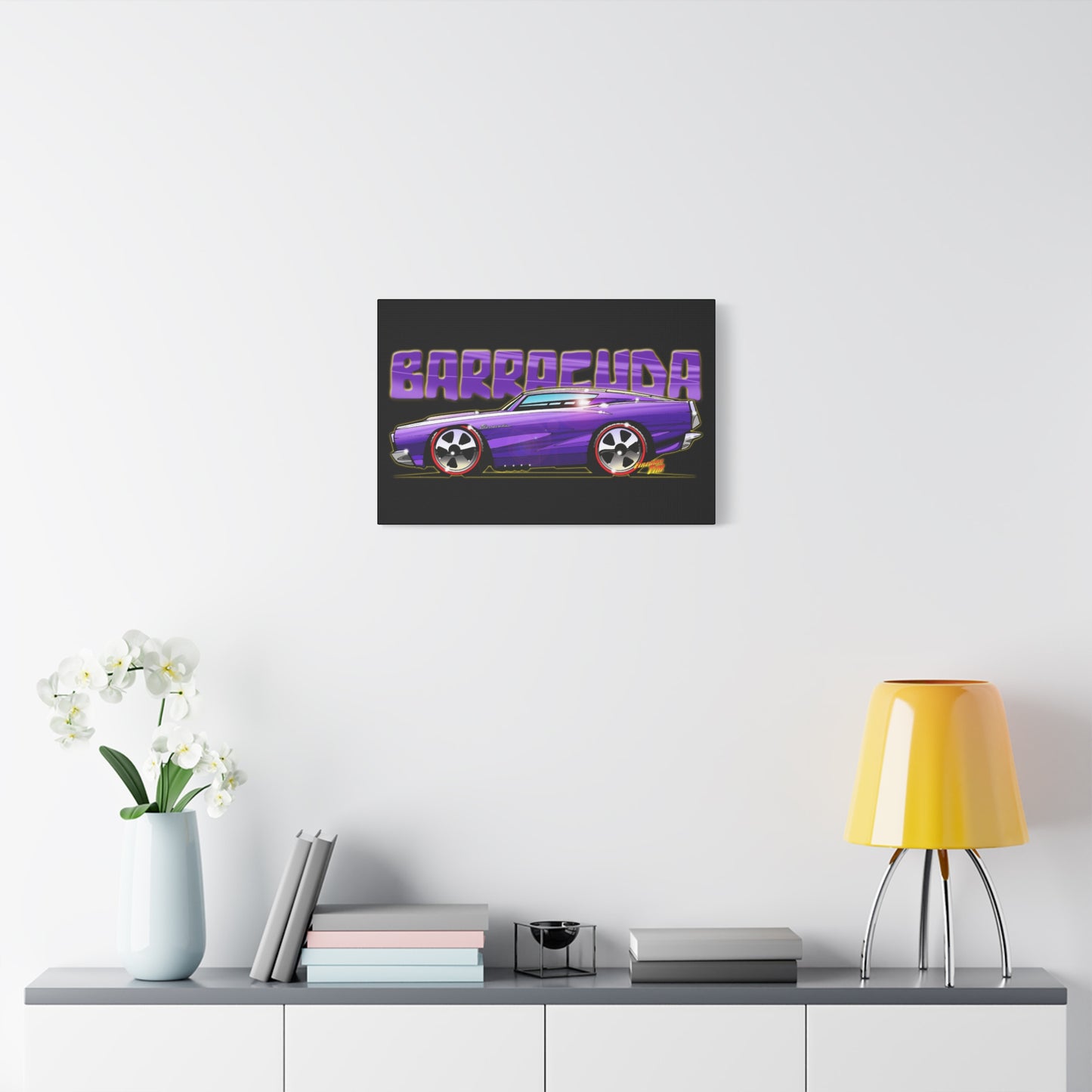 PLYMOUTH BARRACUDA Fireball Art Canvas Wall Print