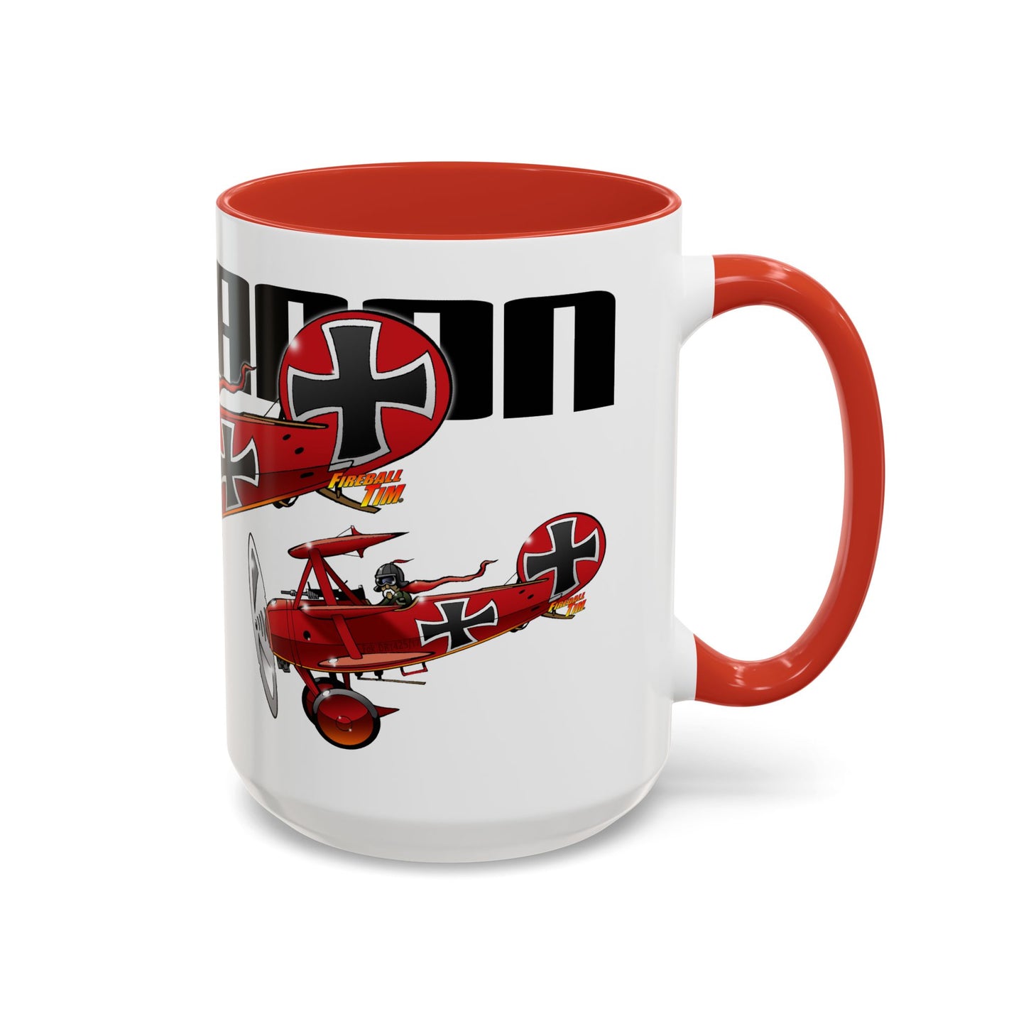 RED BARON FOKKER WW1 Airplane Fireball Art Collectible Coffee Mug - 2 Sizes