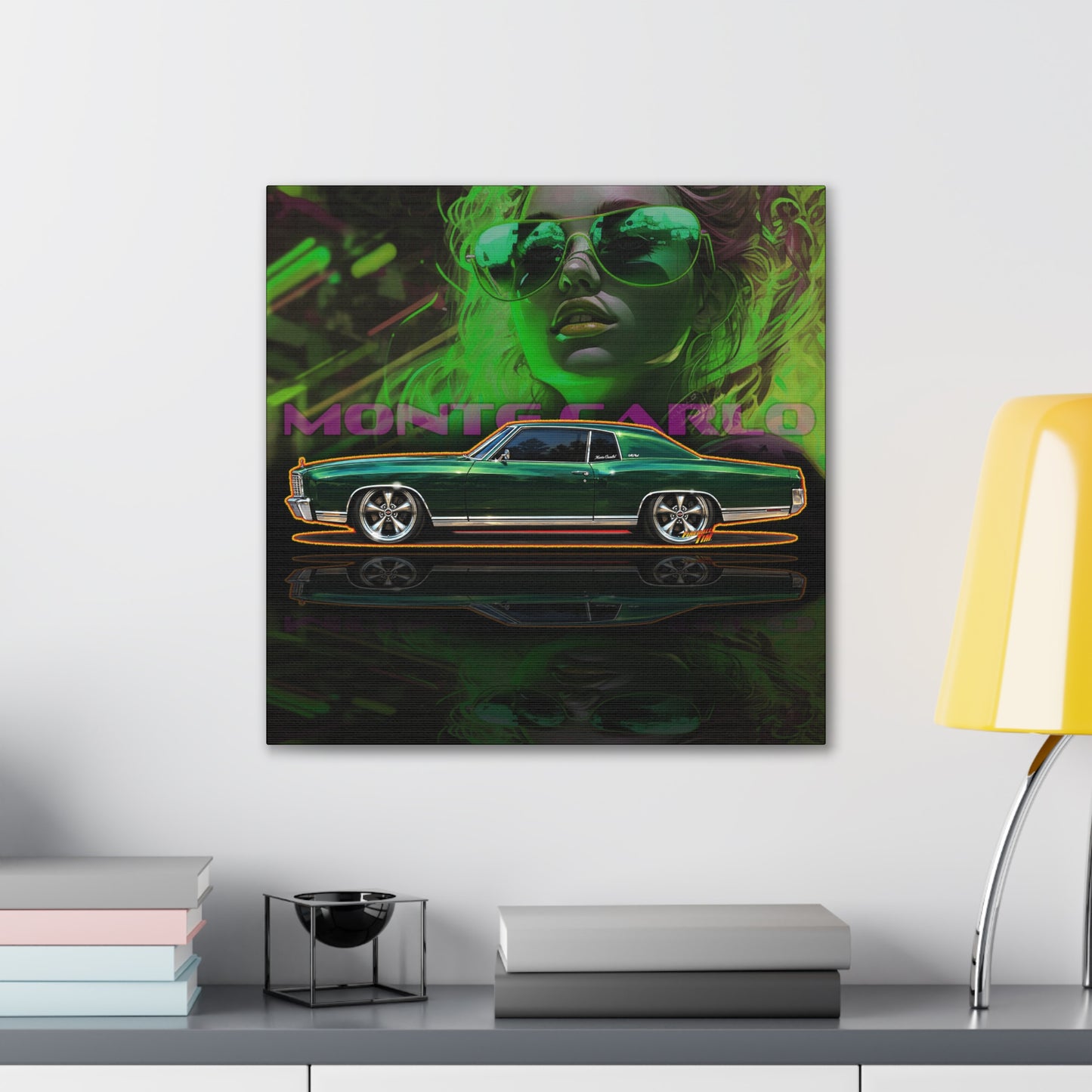 CHEVY MONTE CARLO 1971 Collectible Fireball Art Canvas Stretched Print