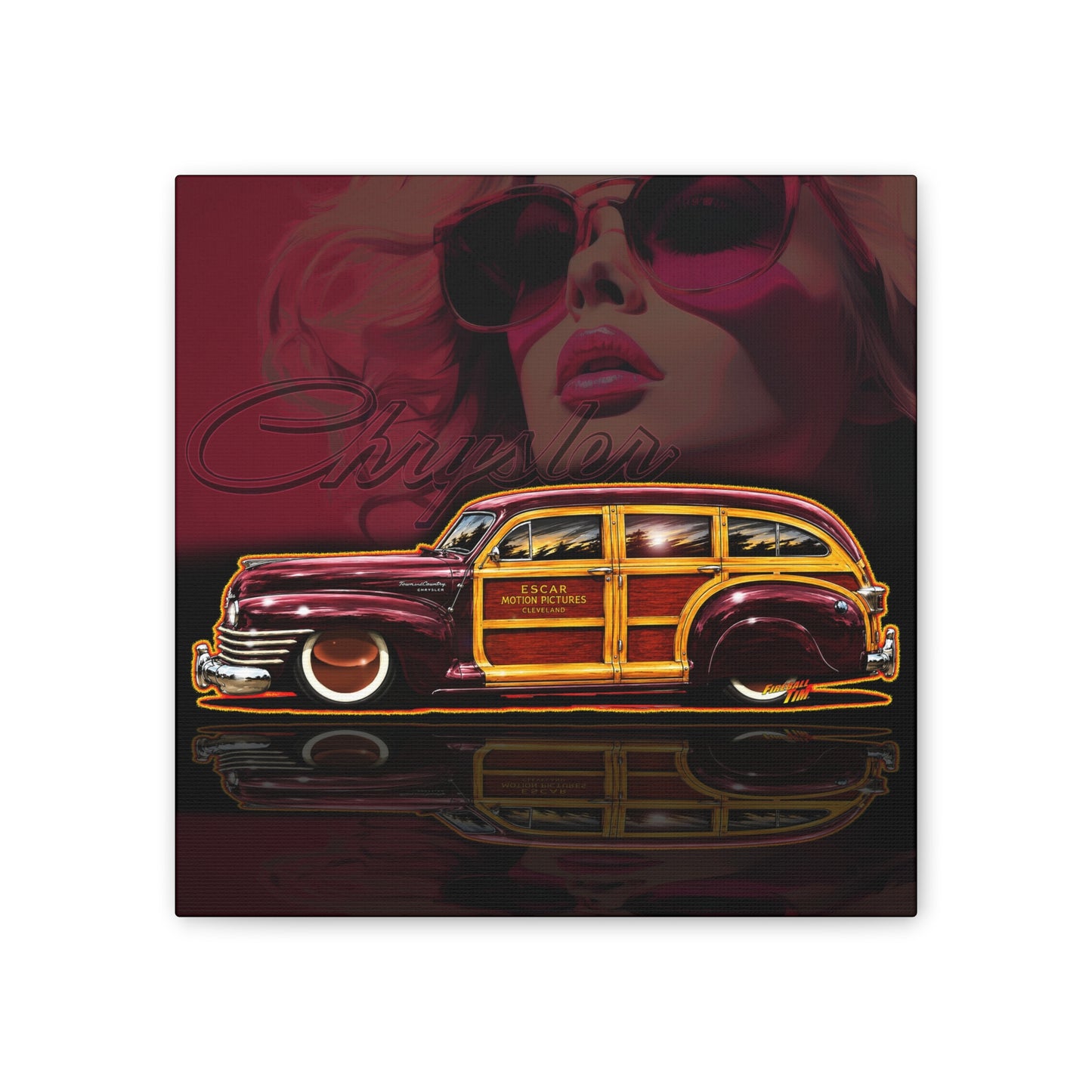 CHRYSLER TOWN & COUNTRY 1942 Collectible Fireball Art Canvas Stretched Print