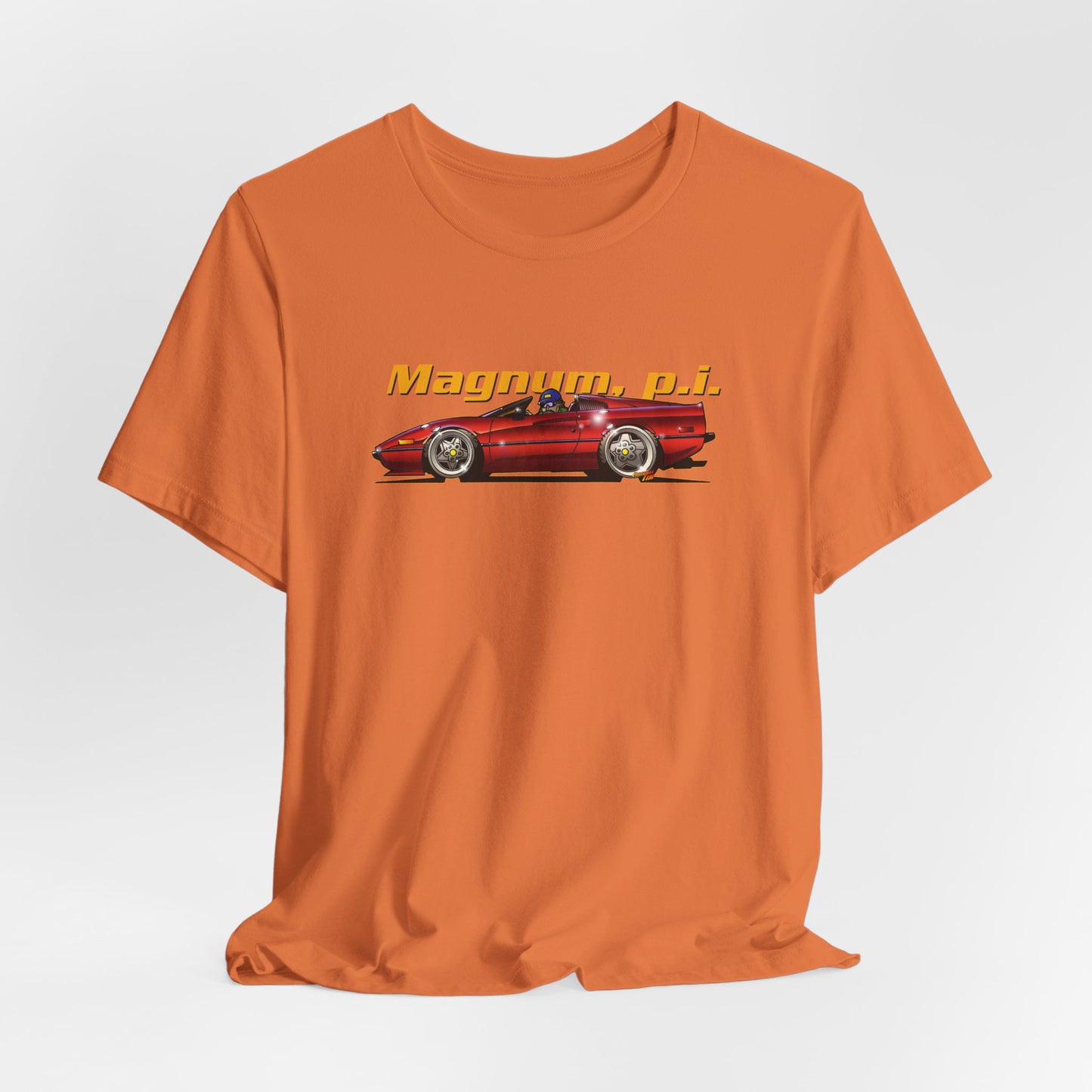 MAGNUM PI FERRARI 308 GTS Unisex Jersey Fireball Art Tee Shirt - Multiple Colors