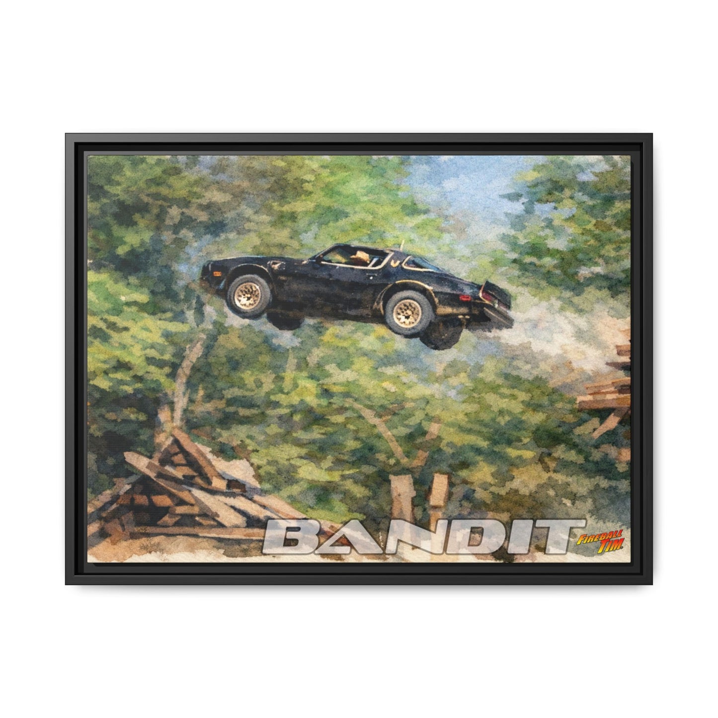 SMOKEY AND THE BANDIT TRANS AM WATERCOLOR PAINTING Fireball Movie Car Canvas Print - Framed 24x18