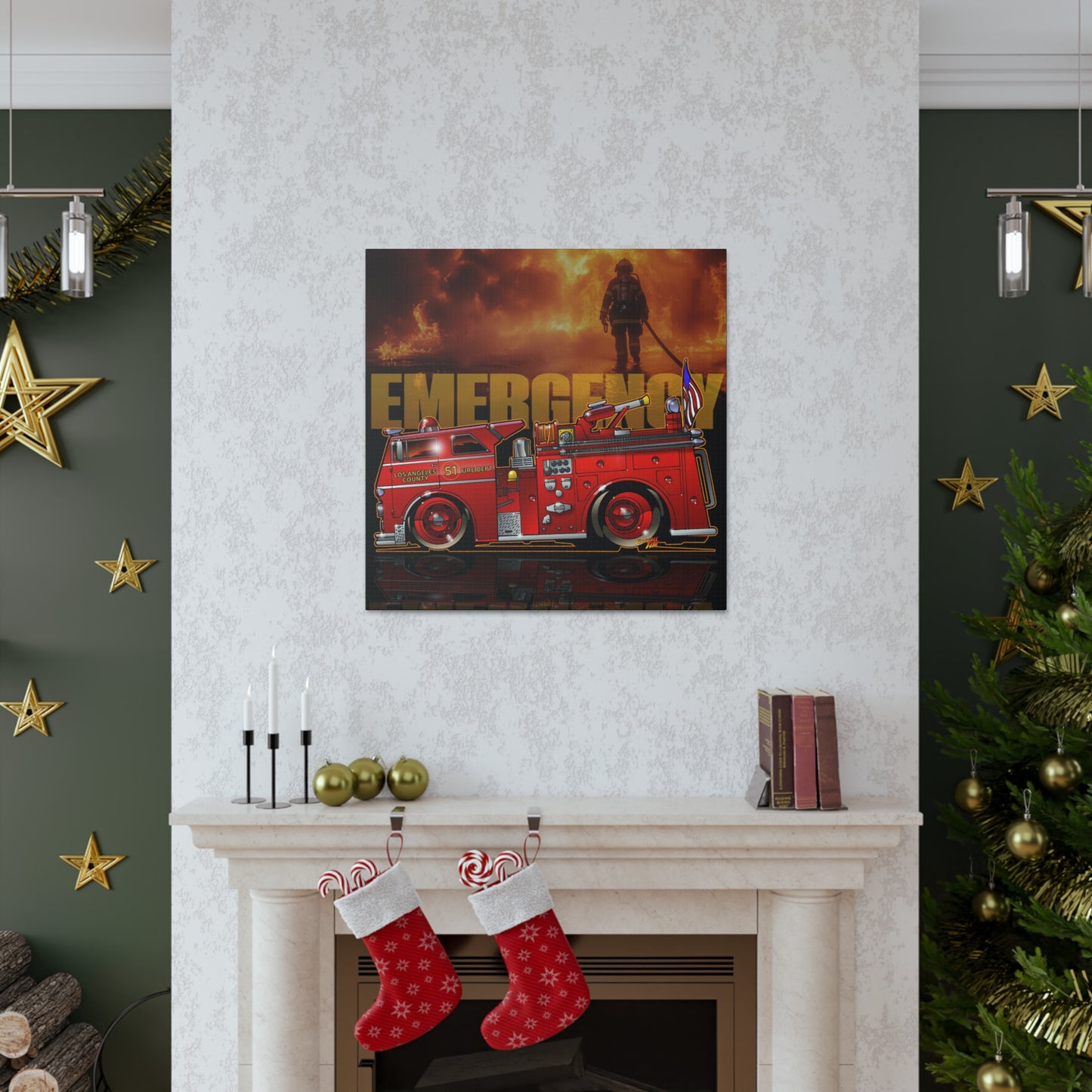 EMERGENCY ENGINE 51 MASTERPRINT Fire Engine Concept Art Canvas Print 3 Sizes