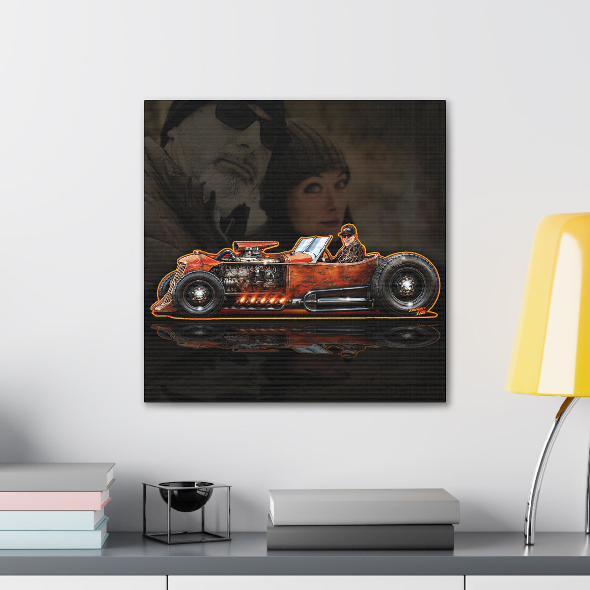 CUSTOM RAT ROD Hot Rod Gretchen Collectible Fireball Art Canvas Stretched Print