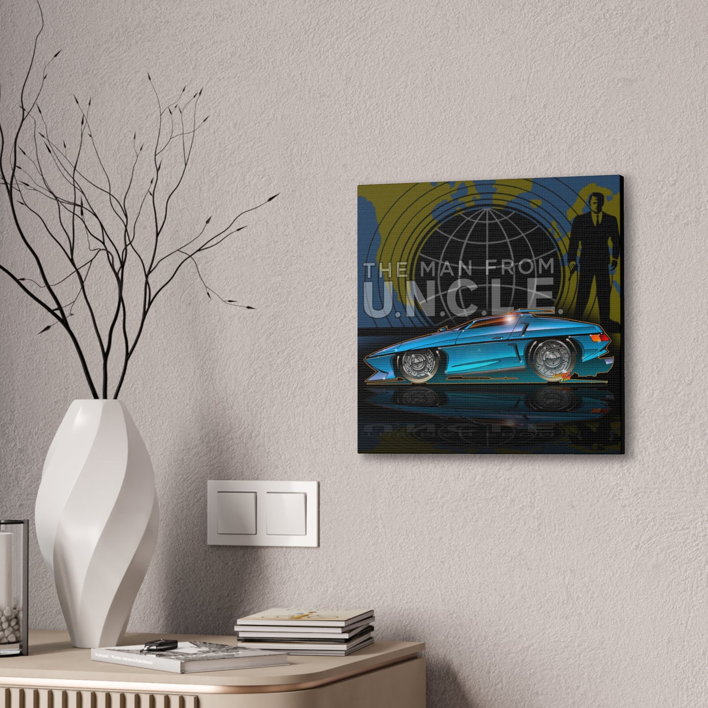 THE MAN FROM U.N.C.L.E. Piranha TV Car Fireball Canvas Art Print - 12x12