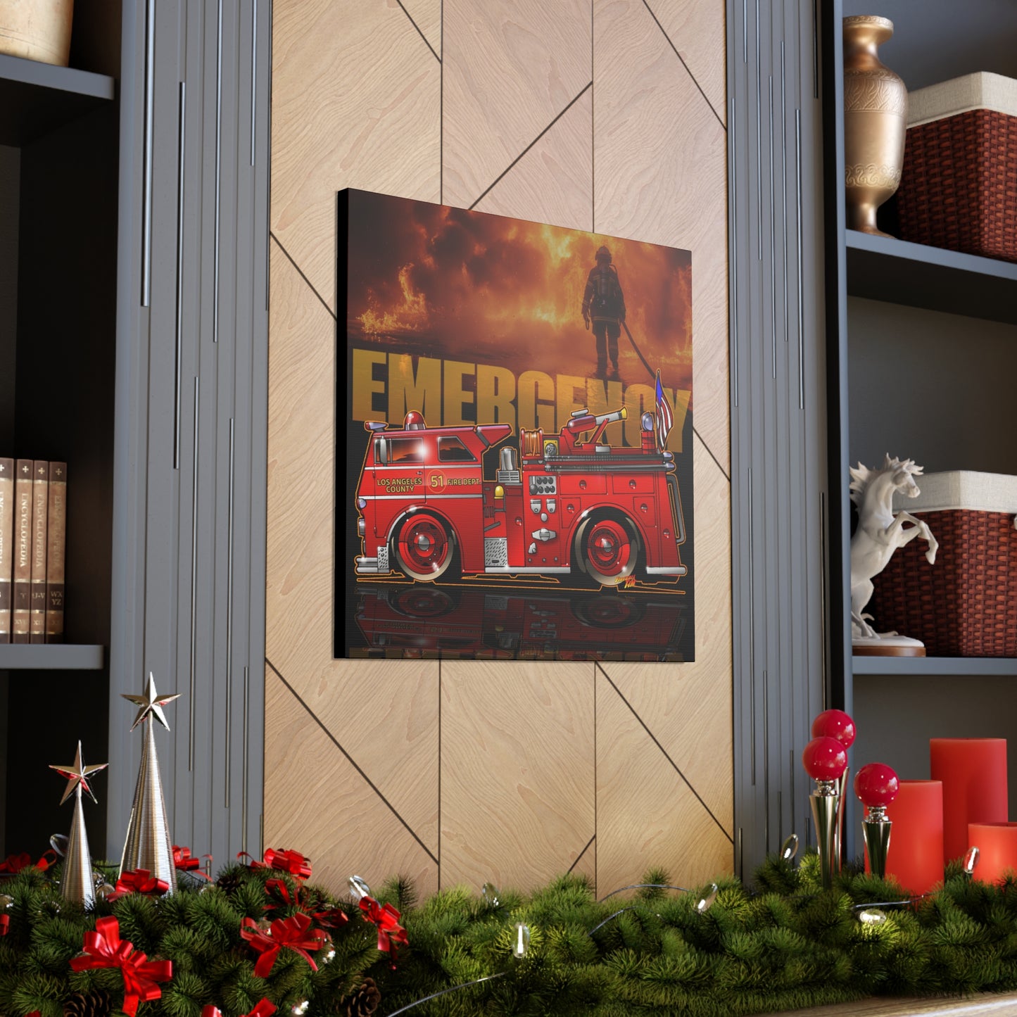 EMERGENCY ENGINE 51 MASTERPRINT Fire Engine Concept Art Canvas Print 3 Sizes