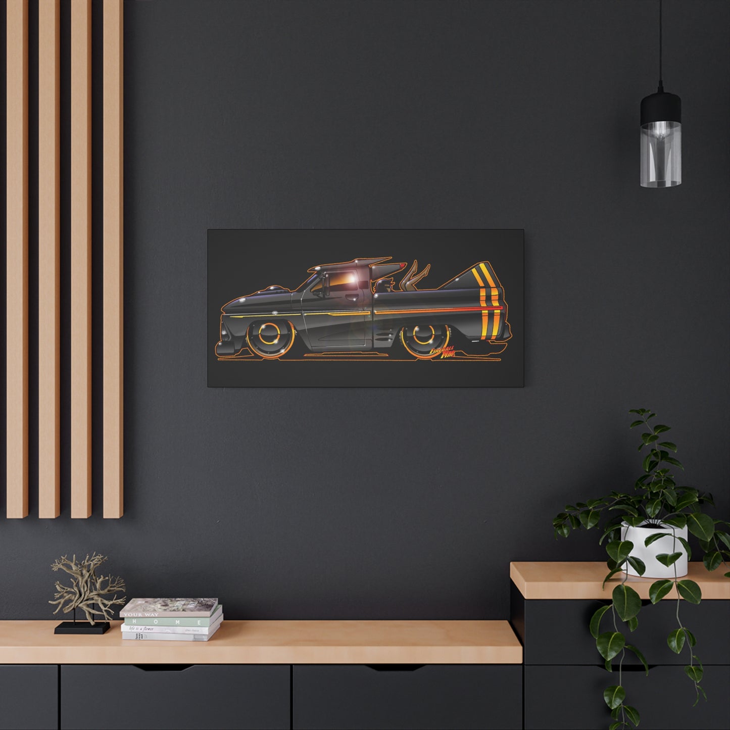 CHEVROLET C10 1960 Stinger Pickup Truck Fireball Art Canvas Print