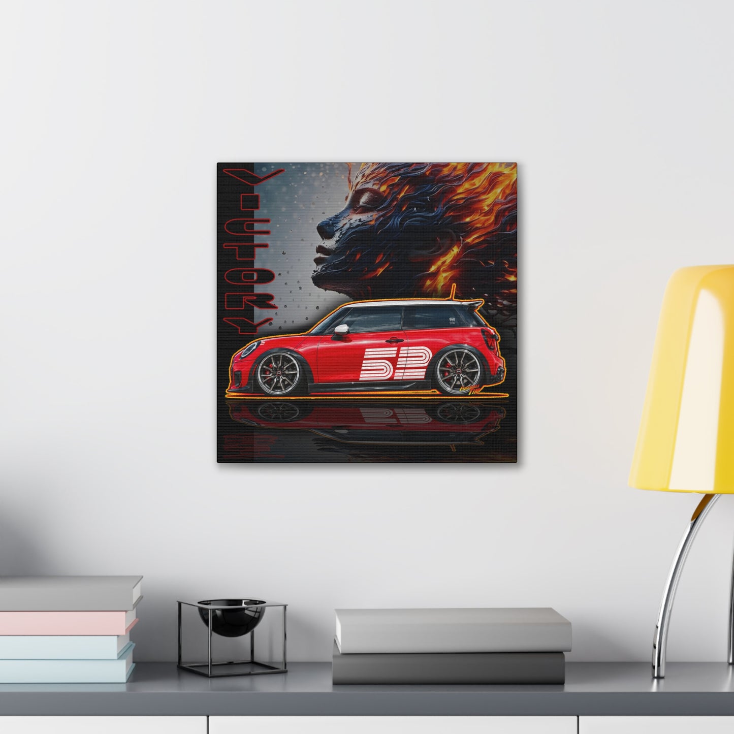 MINI COOPER 2026 Victory Edition Collectible Fireball Art Canvas Stretched Print