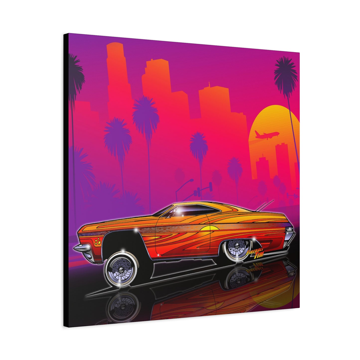 CHEVY IMPALA LOWRIDER Collectible Fireball Art Canvas Print
