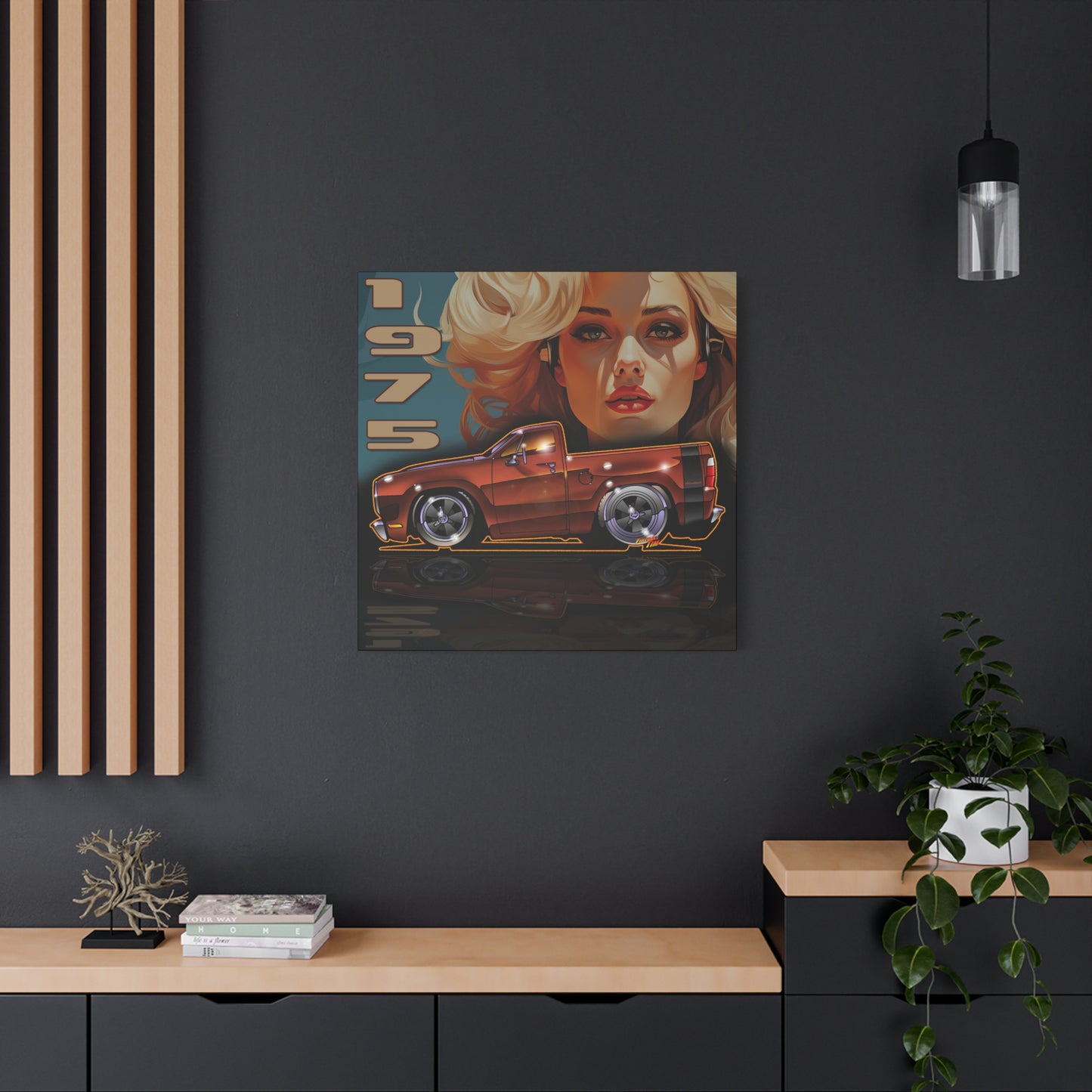 DODGE ADVENTURER SRT Pickup Truck 1975 Fireball Art Canvas Print