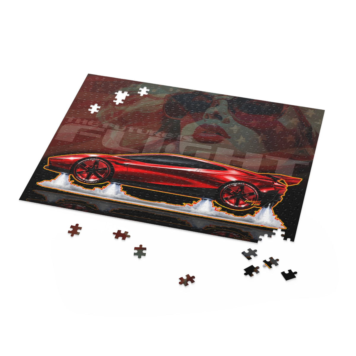 TESLA FLYING ROADSTER Collectible Fireball Art Jigsaw Puzzle — (120/252/500‑Piece)