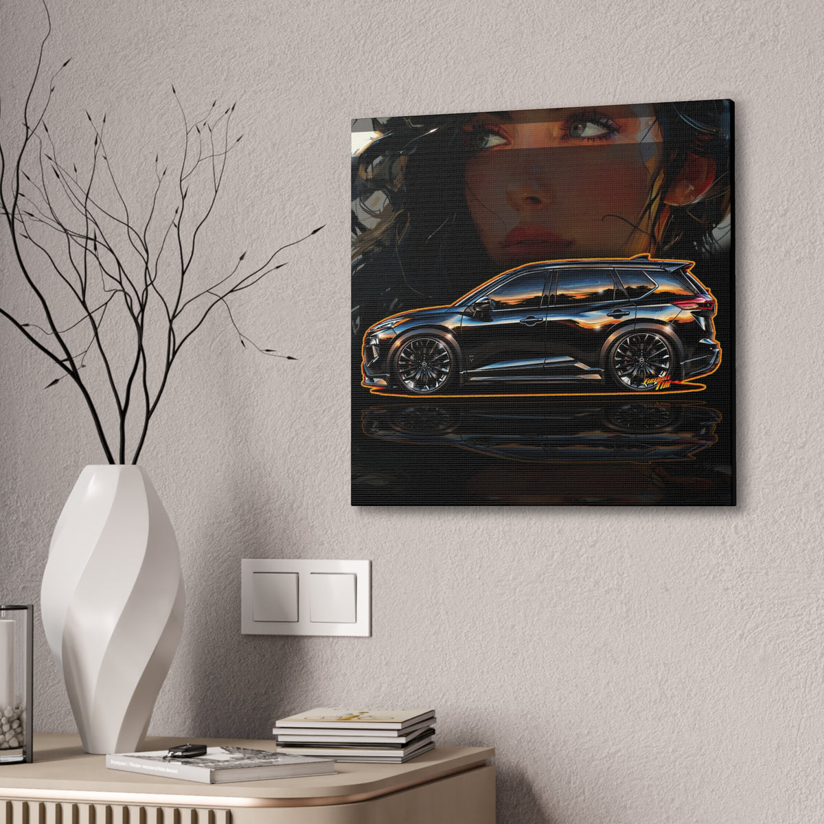 NISSAN ROGUE 2026 Black Armor Edition Collectible Fireball Art Canvas Stretched Print