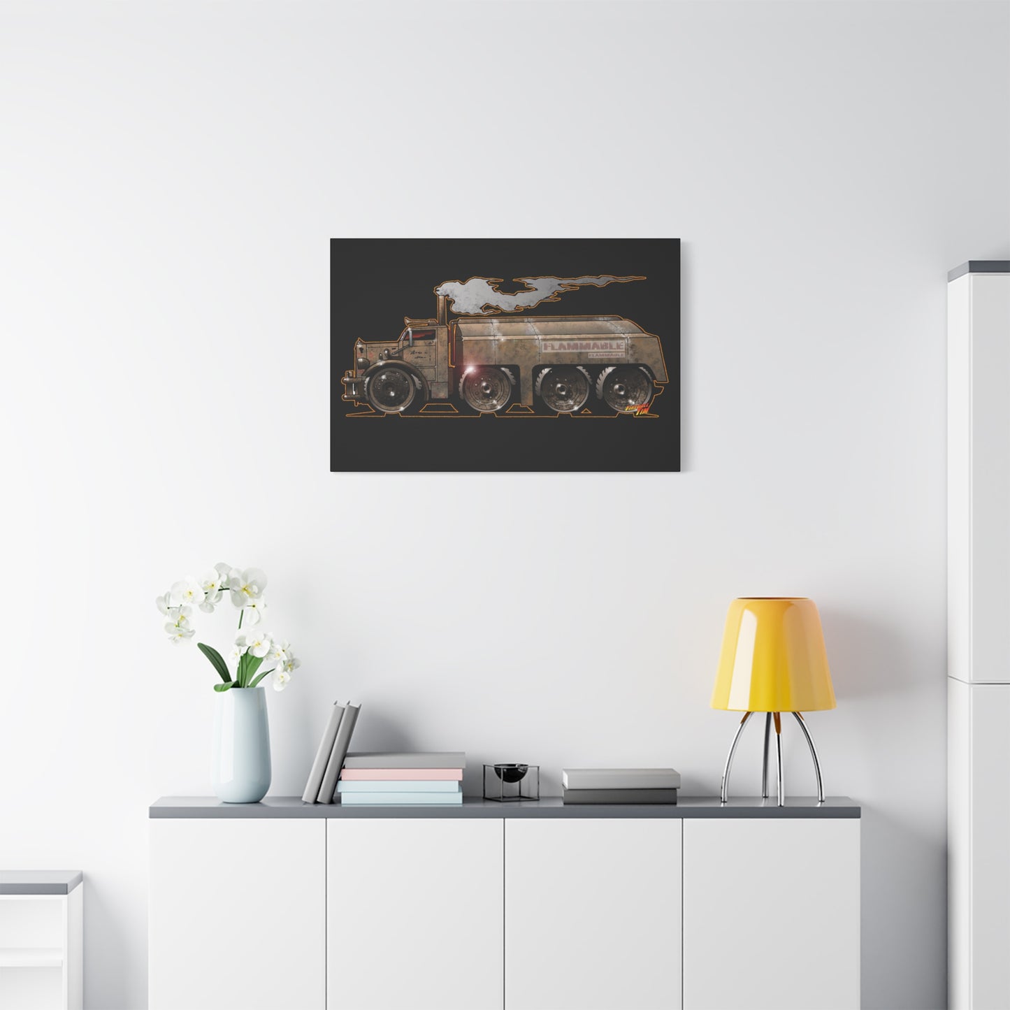 DUEL Killer Movie Truck Fireball Art Canvas Print - Sizes