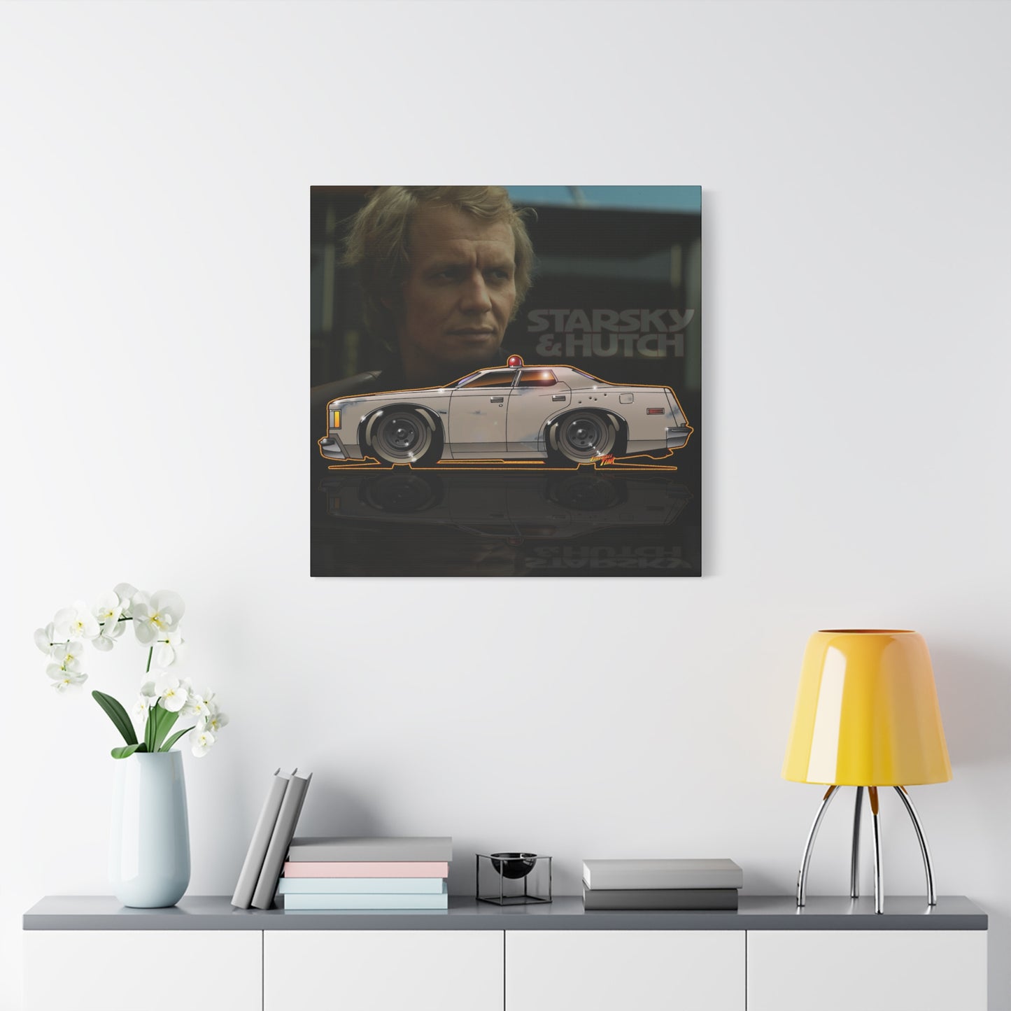 STARSKY AND HUTCH Hutchmobile Fireball Art Canvas Wall Print