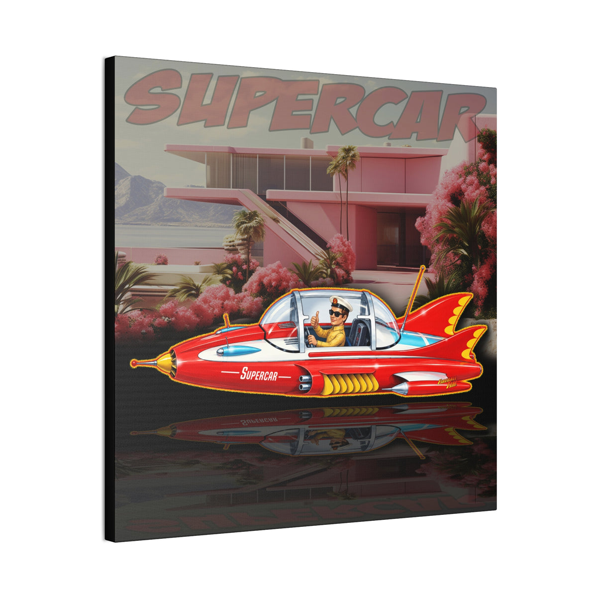 SUPERCAR Gerry Anderson 60's TV Flying Car Collectible Fireball Art Canvas Stretched Print