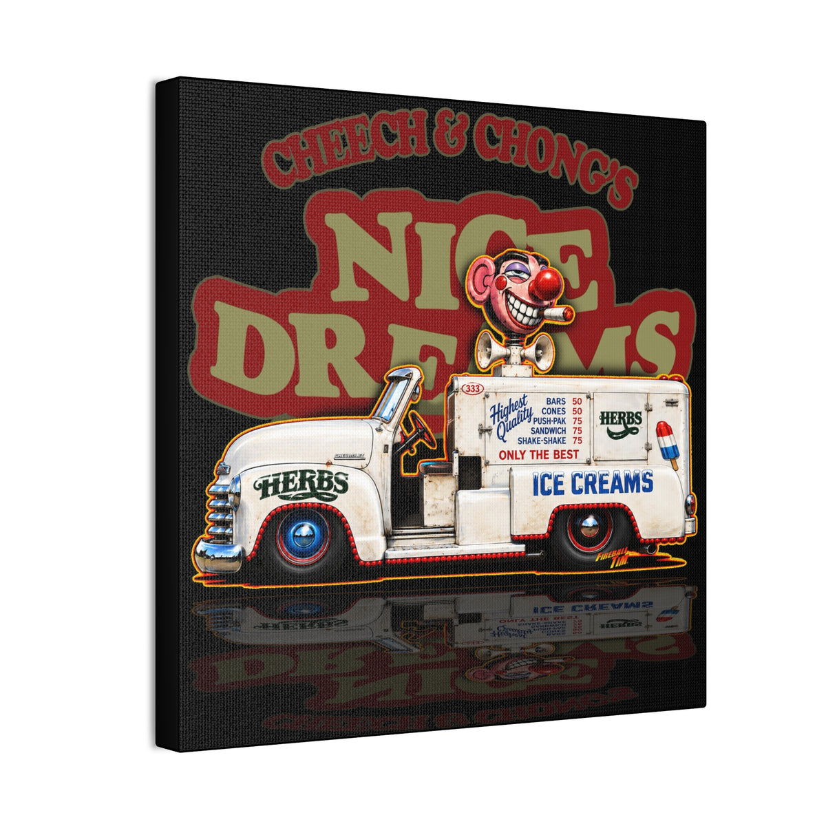 CHEECH & CHONG Nice Dreams Ice Cream Truck Collectible Fireball Art Canvas Stretched Print