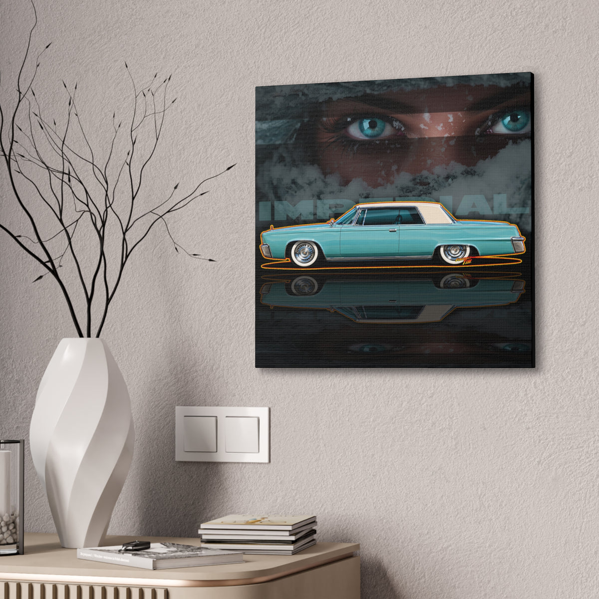 CHRYSLER IMPERIAL 1964 Collectible Fireball Art Canvas Stretched Print