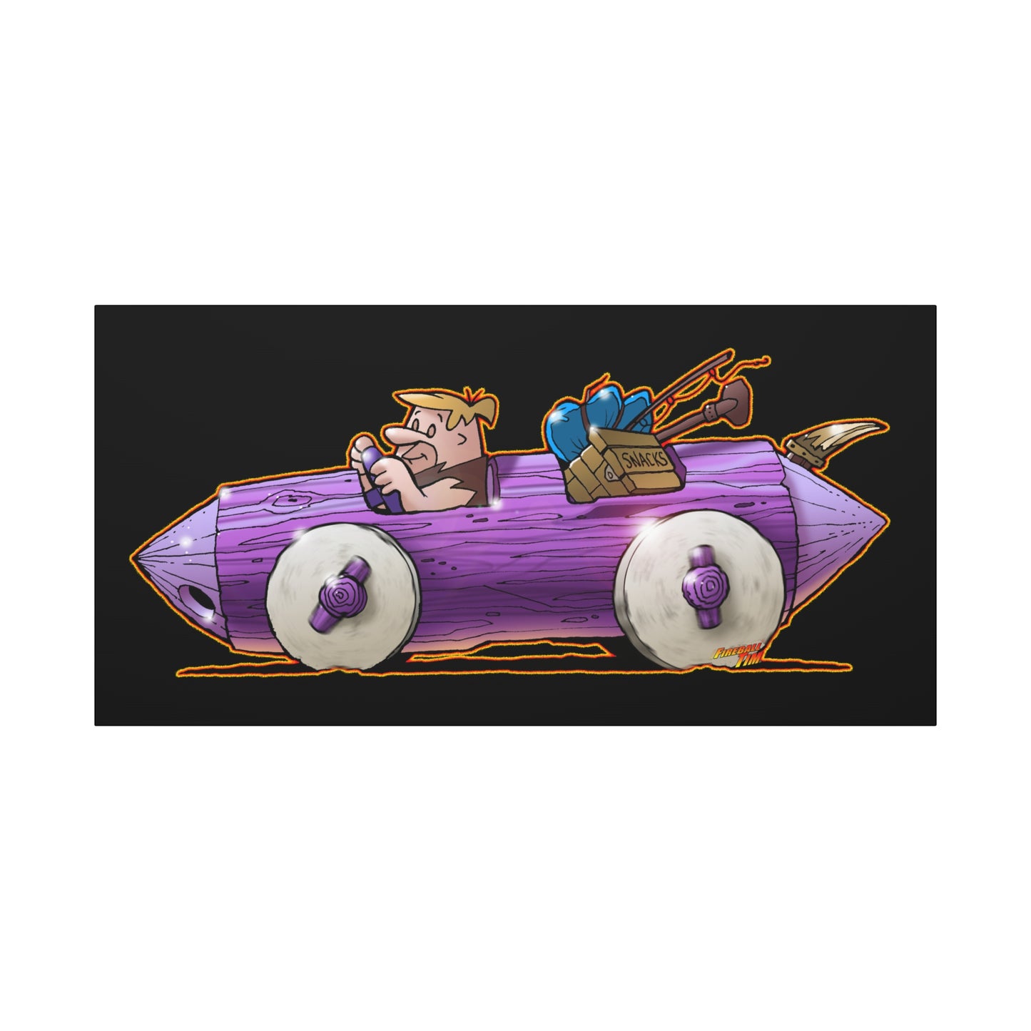 FLINSTONES BARNEY RUBBLE Fireball Art Canvas Wall Print - Multiple Sizes