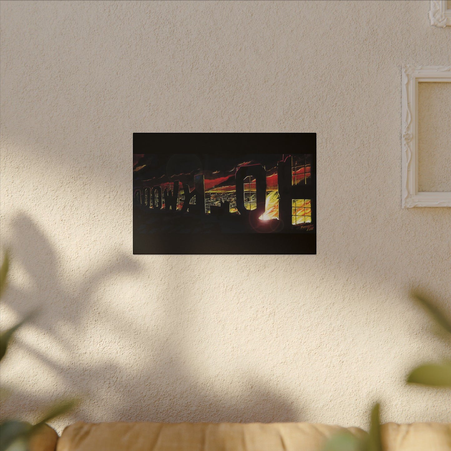 ESCAPE FROM LA Hollywood Sigh Fireball Concept Art Canvas Print