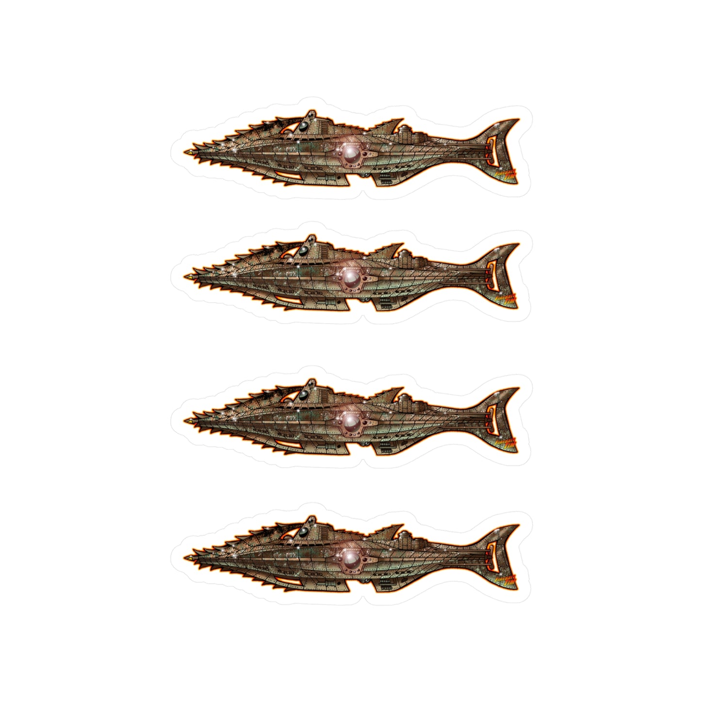 20,000 LEAGUES NAUTILUS SUBMARINE Fireball Art Decal Stickers - 4 Sizes