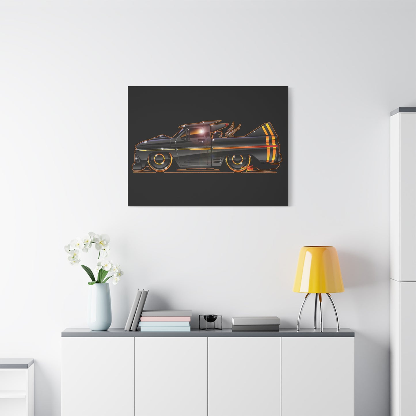 CHEVROLET C10 1960 Stinger Pickup Truck Fireball Art Canvas Print