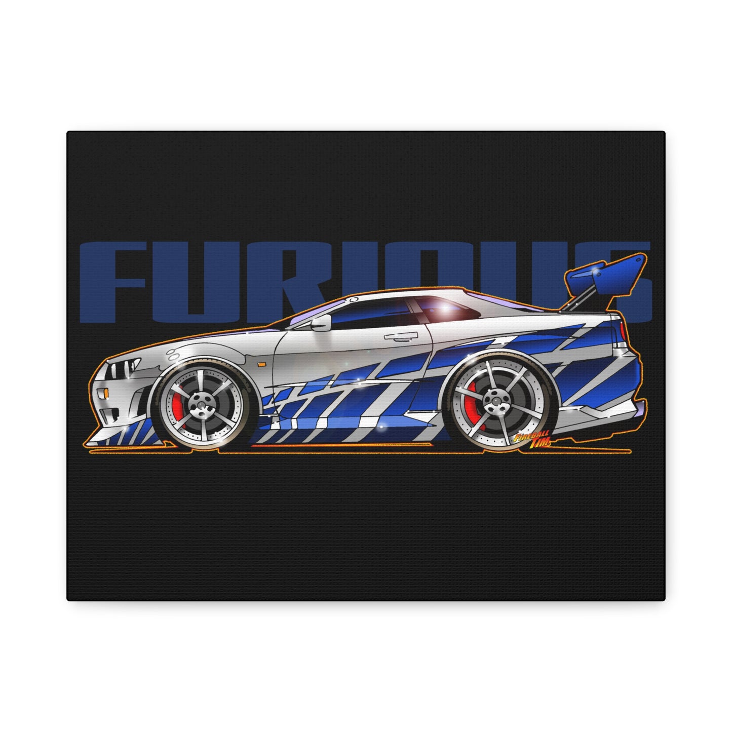 FAST AND FURIOUS NISSAN GTR Paul Walker Fireball Art Canvas Wall Print