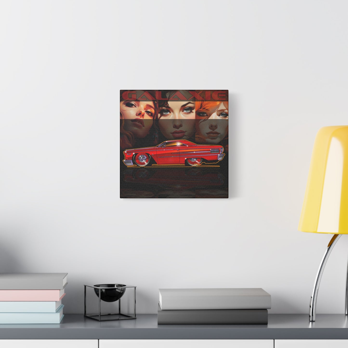 FORD GALAXIE 500 427R Code 1963 Collectible Fireball Art Canvas Print Square