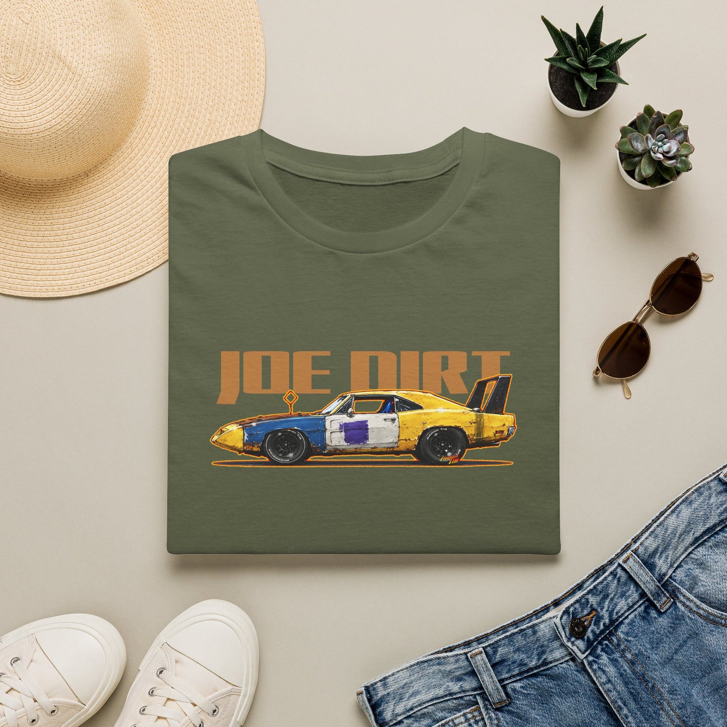 JOE DIRT 1969 Dodge Charger Daytona Collectible Fireball Art Tee Shirt