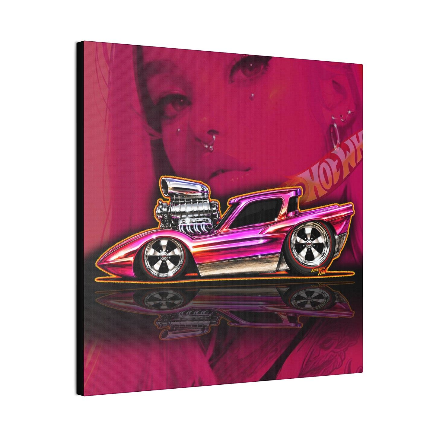HOT WHEELS Sweet 16 PYTHON Collectible Fireball Art Canvas Stretched Print