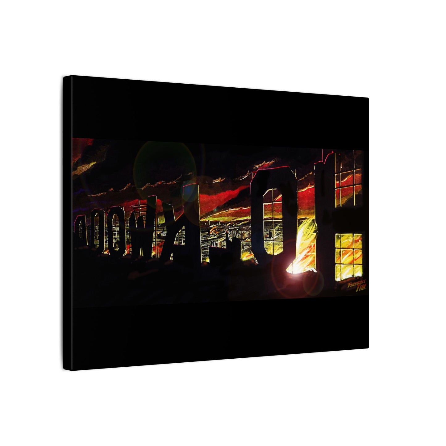 ESCAPE FROM LA Hollywood Sigh Fireball Concept Art Canvas Print