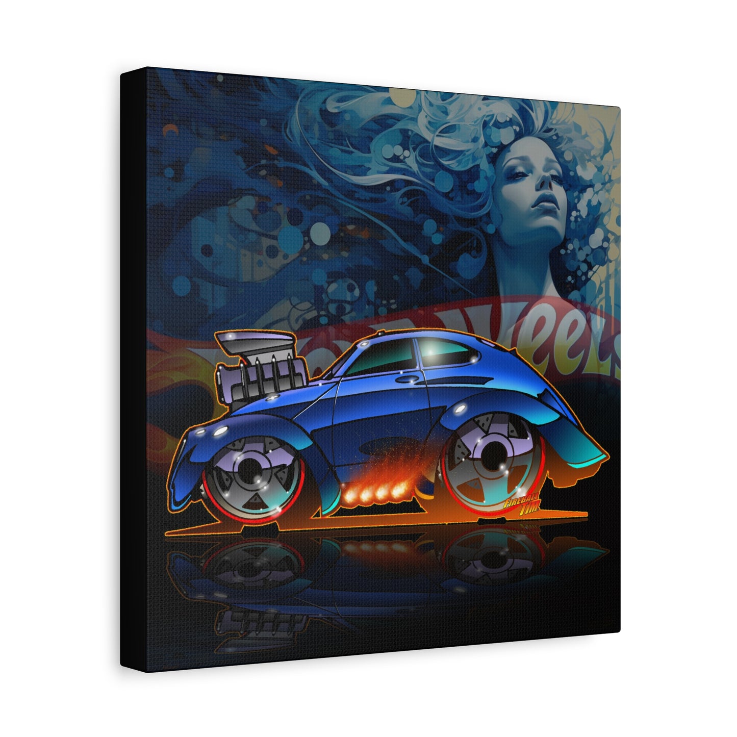 HOT WEEHLS Custom VW Bug Fireball Art Canvas Print