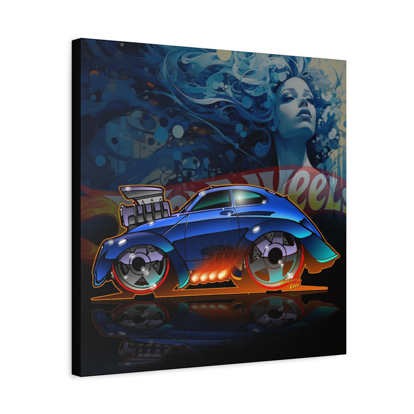 HOT WEEHLS Custom VW Bug Fireball Art Canvas Print