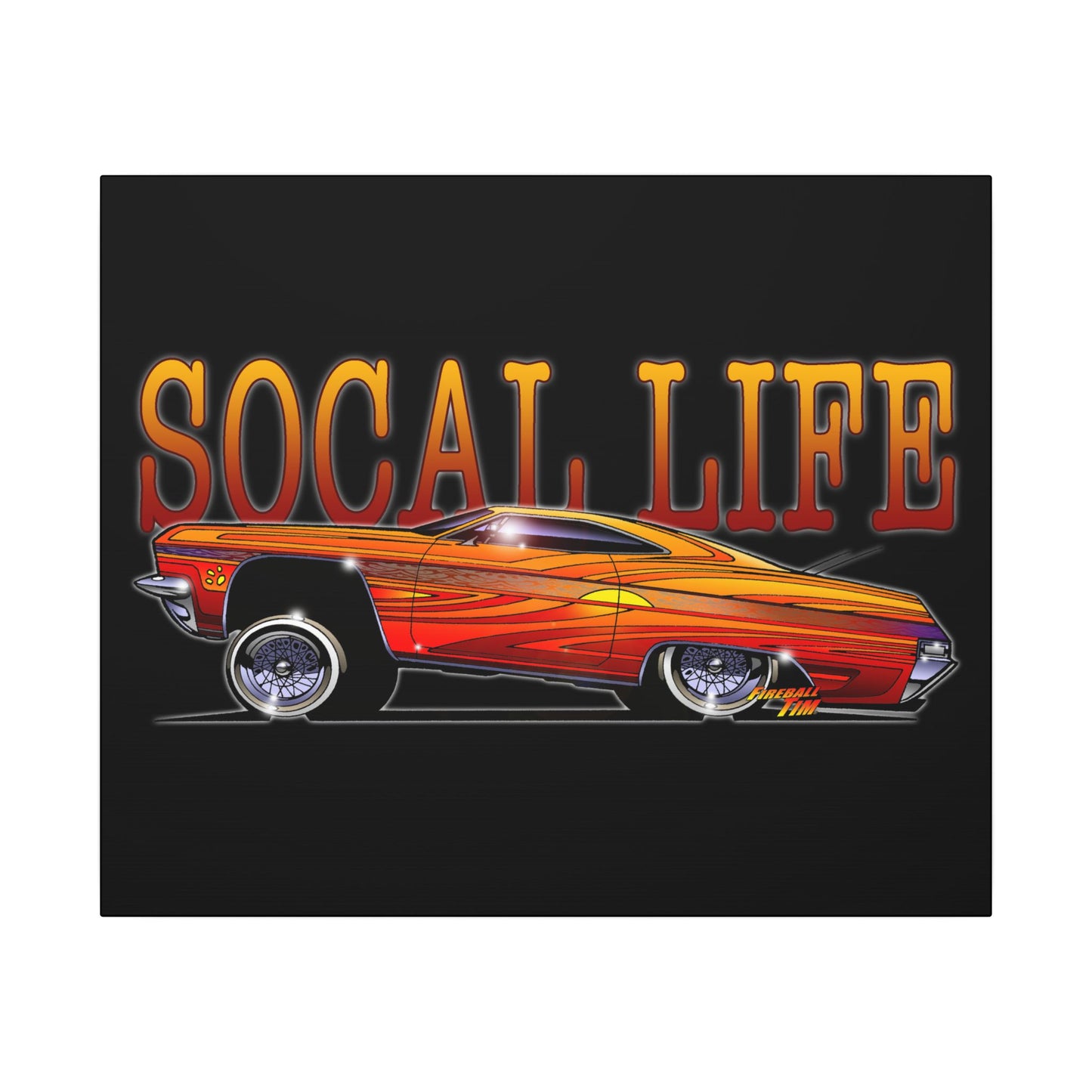 CHEVY IMPALA LOWRIDER Fireball Art Canvas Print