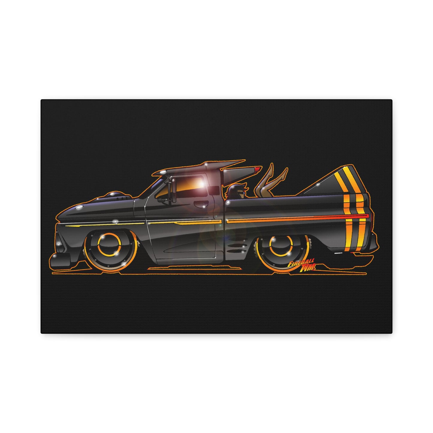CHEVROLET C10 1960 Stinger Pickup Truck Fireball Art Canvas Print