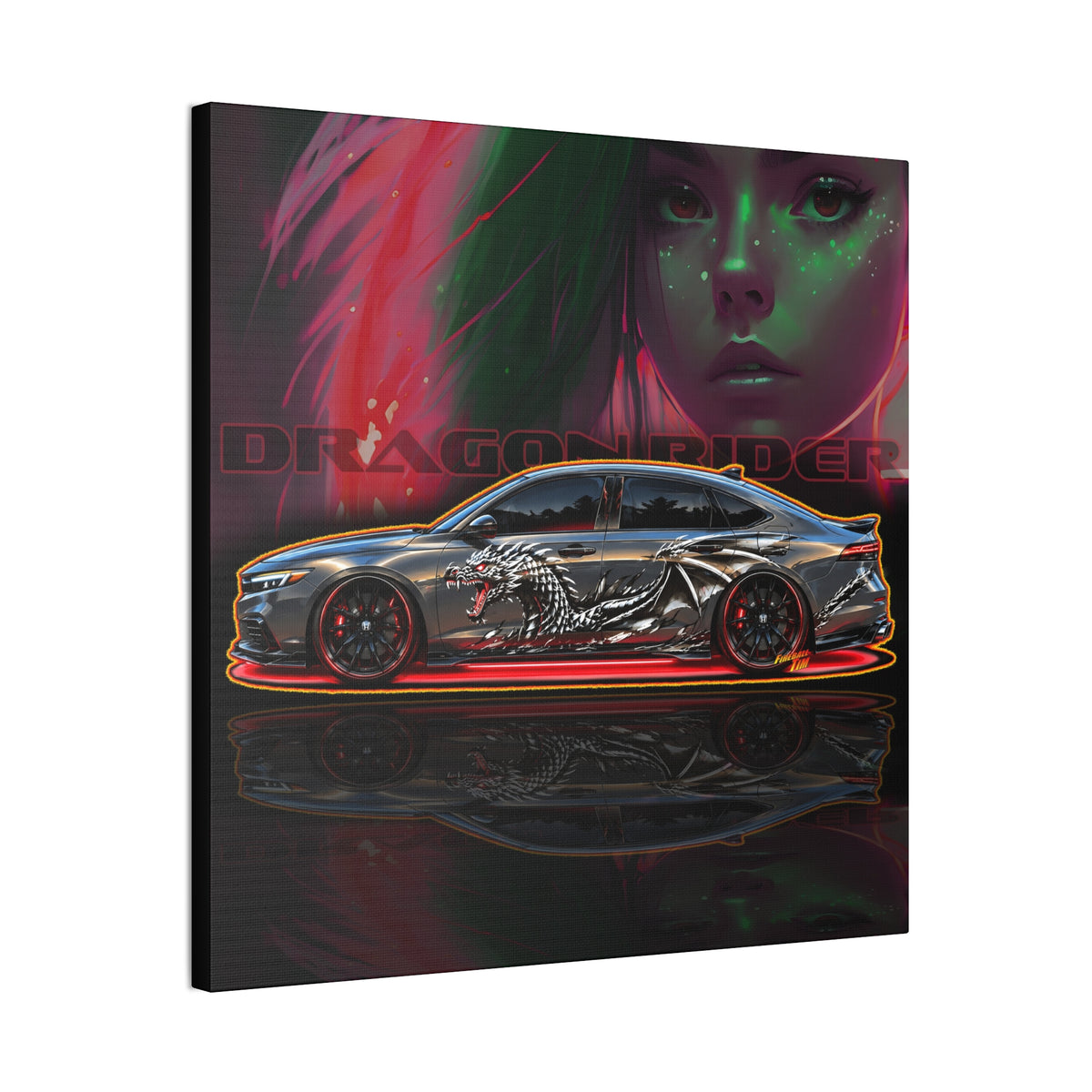 HONDA ACCORD 2025 Dragon Rider Collectible Fireball Art Canvas Stretched Print