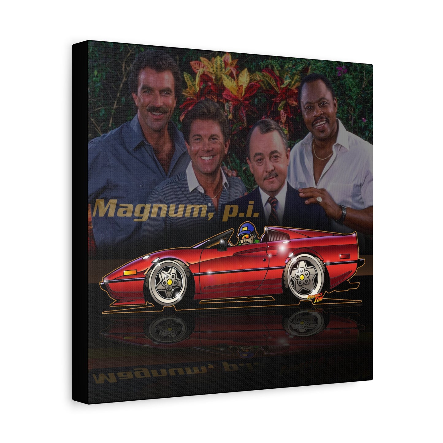 MAGNUM PI FERRARI 308 GTS Fireball Canvas Art Wall Print - 12x12