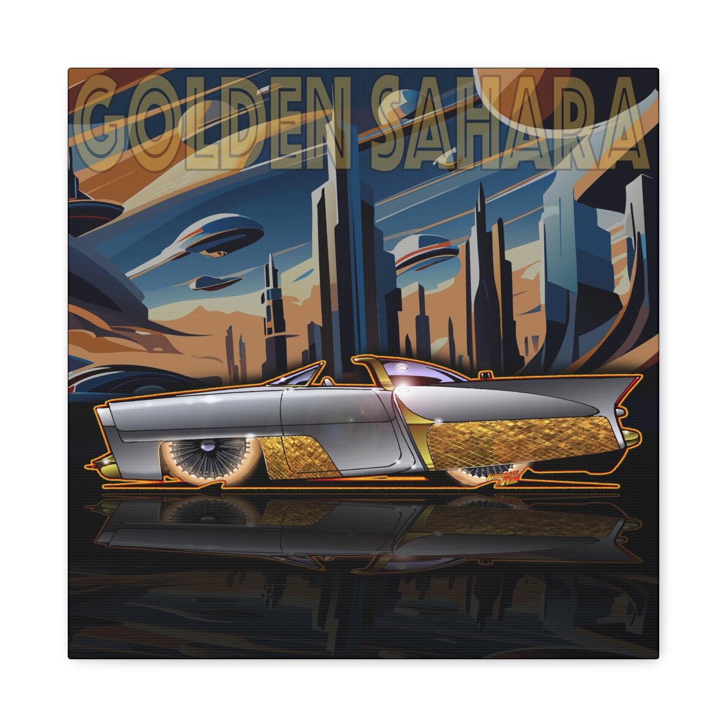 GOLDEN SAHARA Custom Concept Car Fireball Art Canvas Art