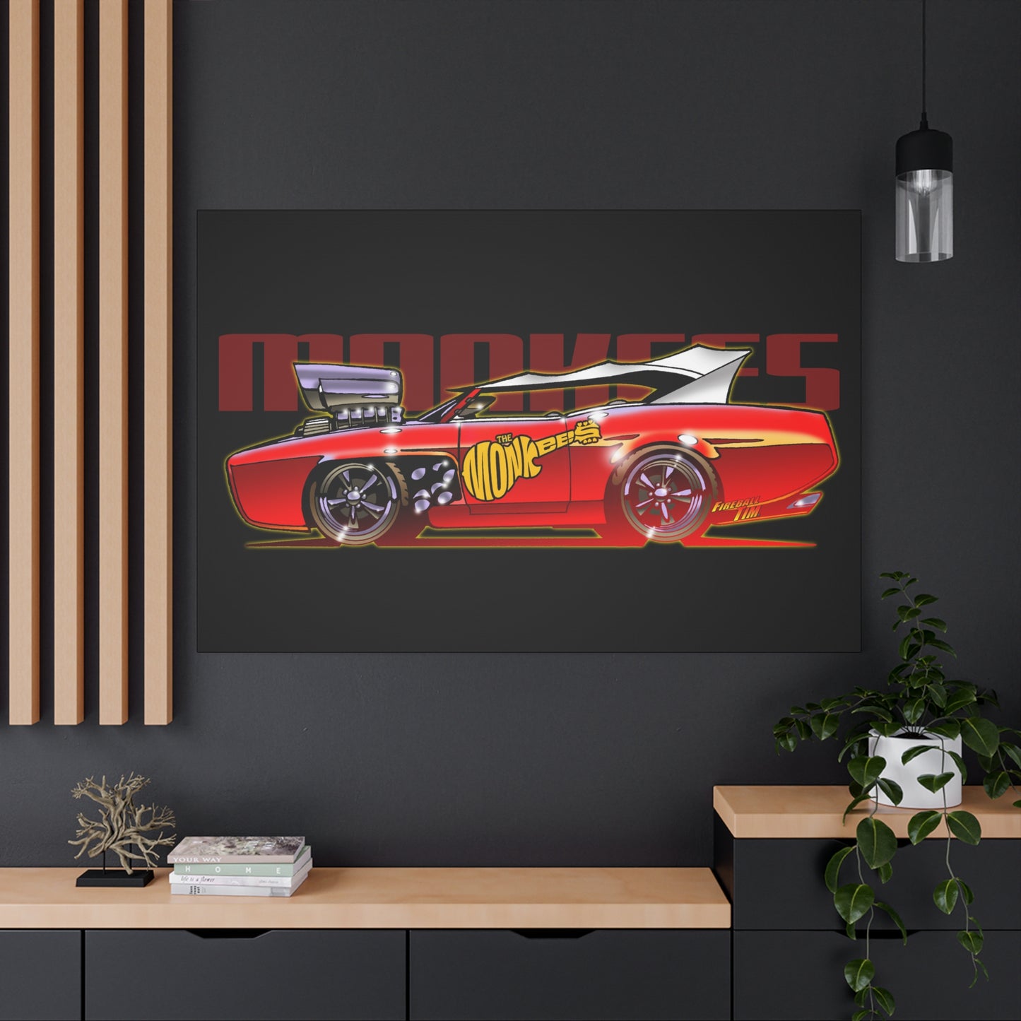 THE MONKEES Monkeemobile Fireball Canvas Art Wall Print - 11x14