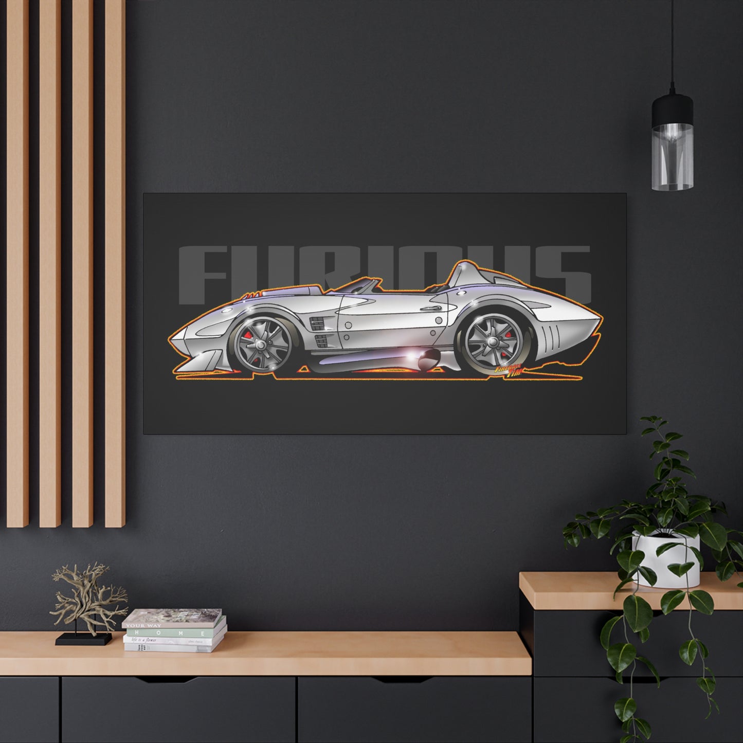 FAST AND FURIOUS Grand Sport Stingray Corvette Fireball Art Canvas Art Wall Print