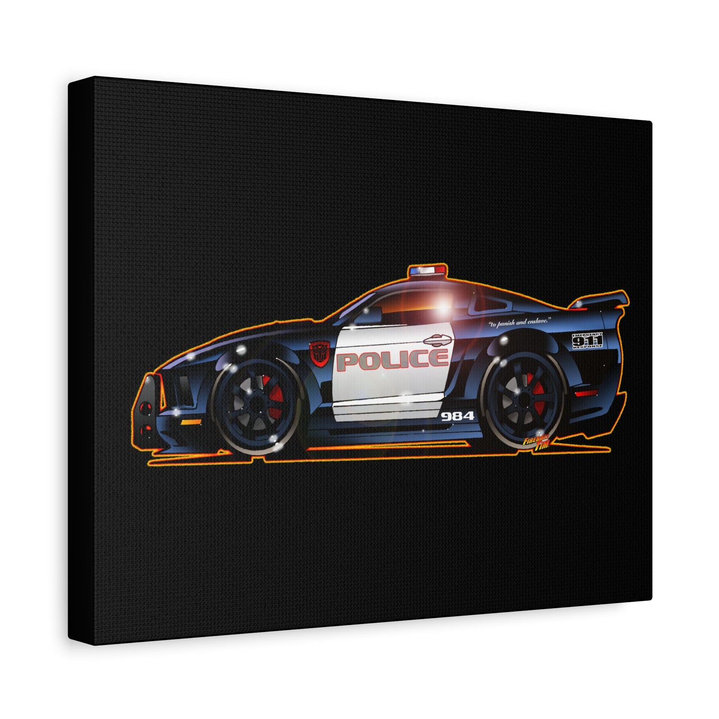 TRANSFORMERS BARRICADE Mustang Police Movie Car Fireball Art Collectible Canvas Print - 11x14