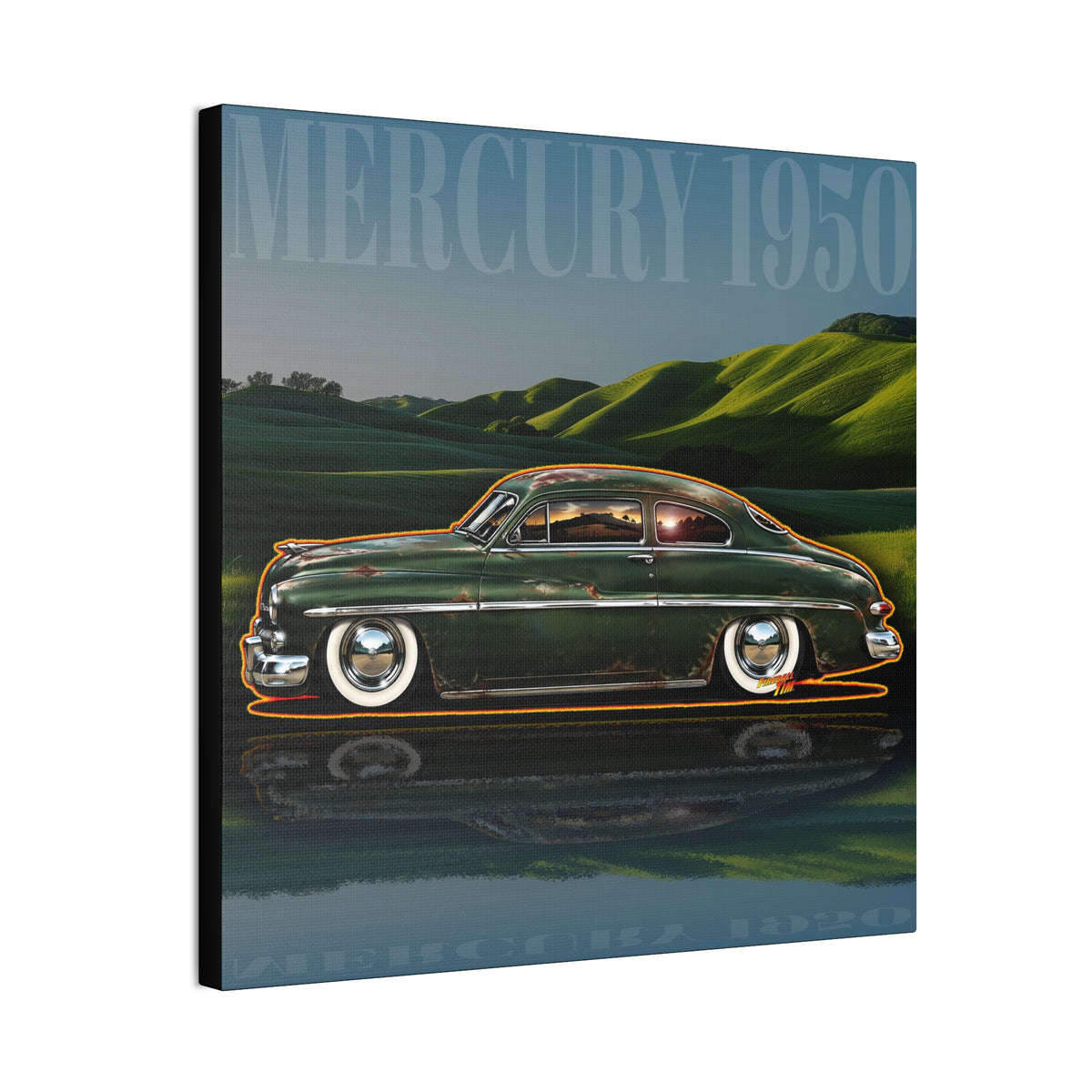 MERCURY COUPE 1950 Collectible Fireball Art Canvas Stretched Print