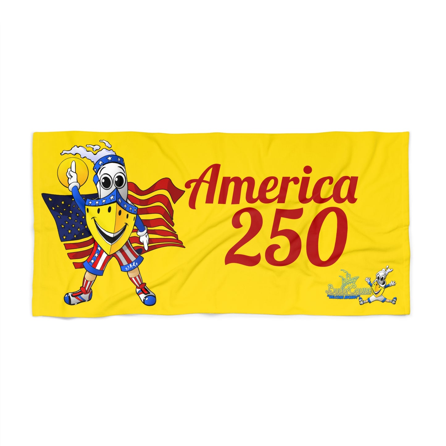 BUDDY CRUISE America 250 Patriotic Beach Towel – Yellow