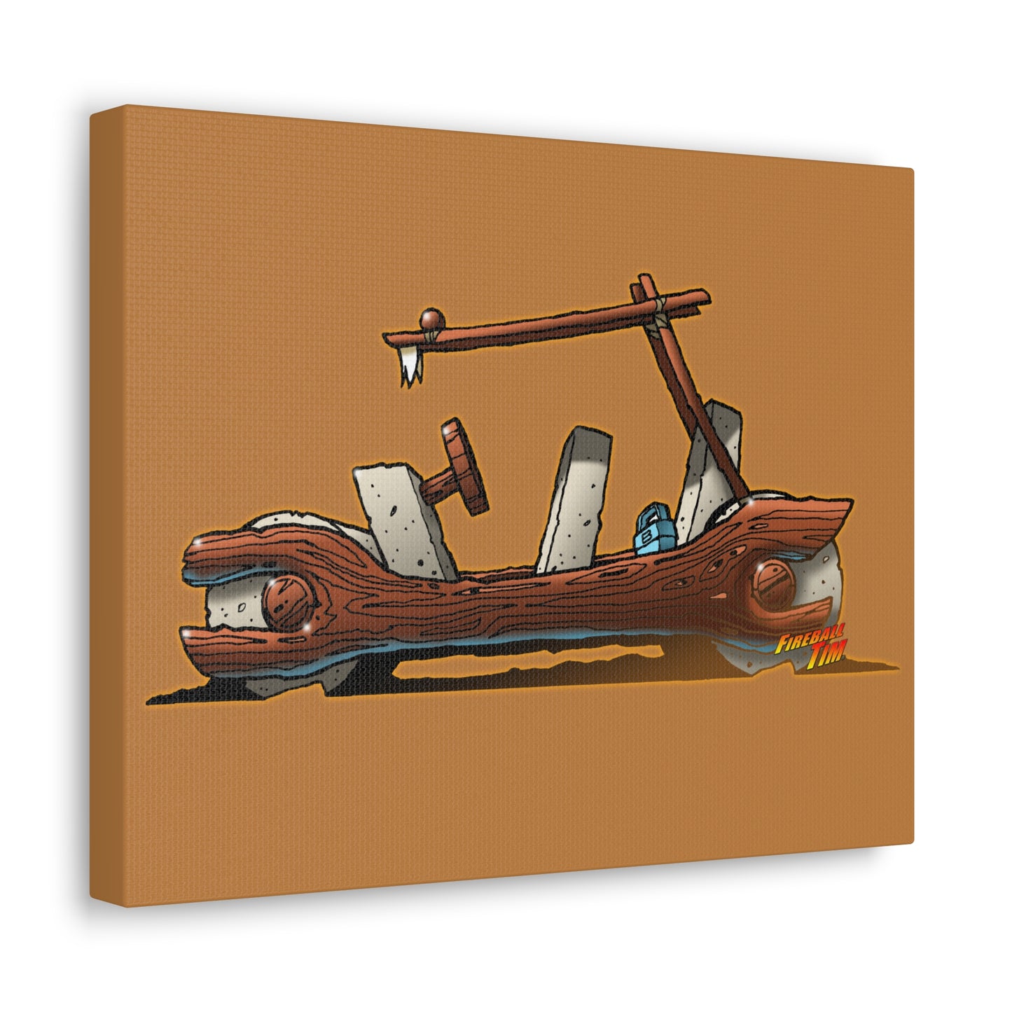 THE FLINTSTONES Bedrock Roadster TV Car Canvas Gallery Art Print 11x14