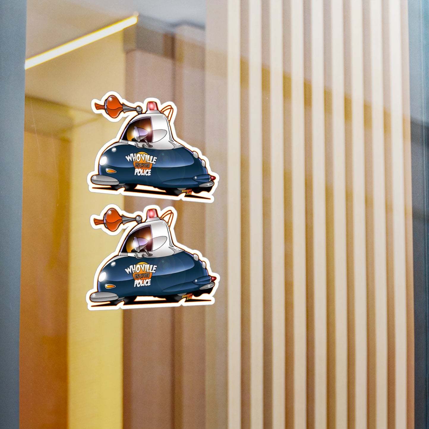 THE GRINCH WHOVILLE POLICE CAR Fireball Art Decal Sticker Set - 4 Sizes