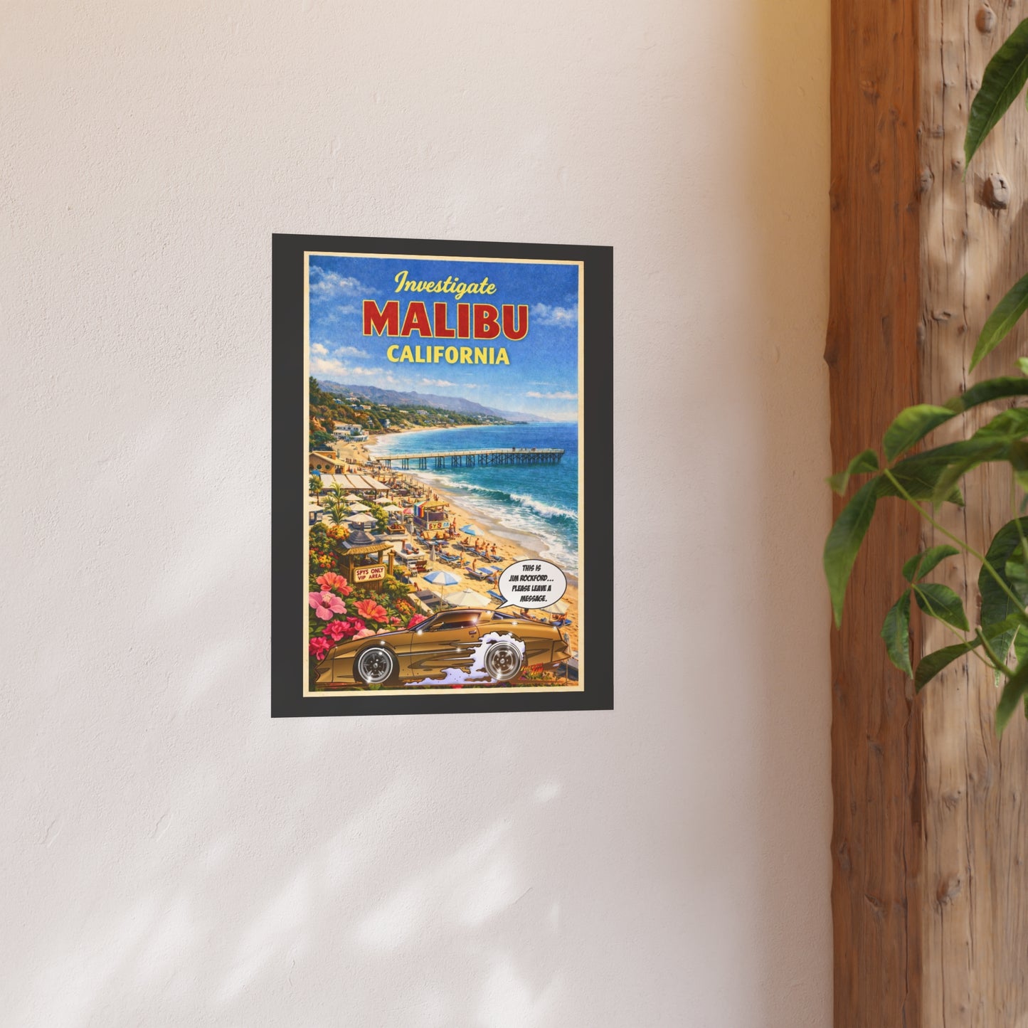 VISIT MALIBU CALIFORNIA Rockford Files Vintage Fireball Art Travel Poster Satin/Matte