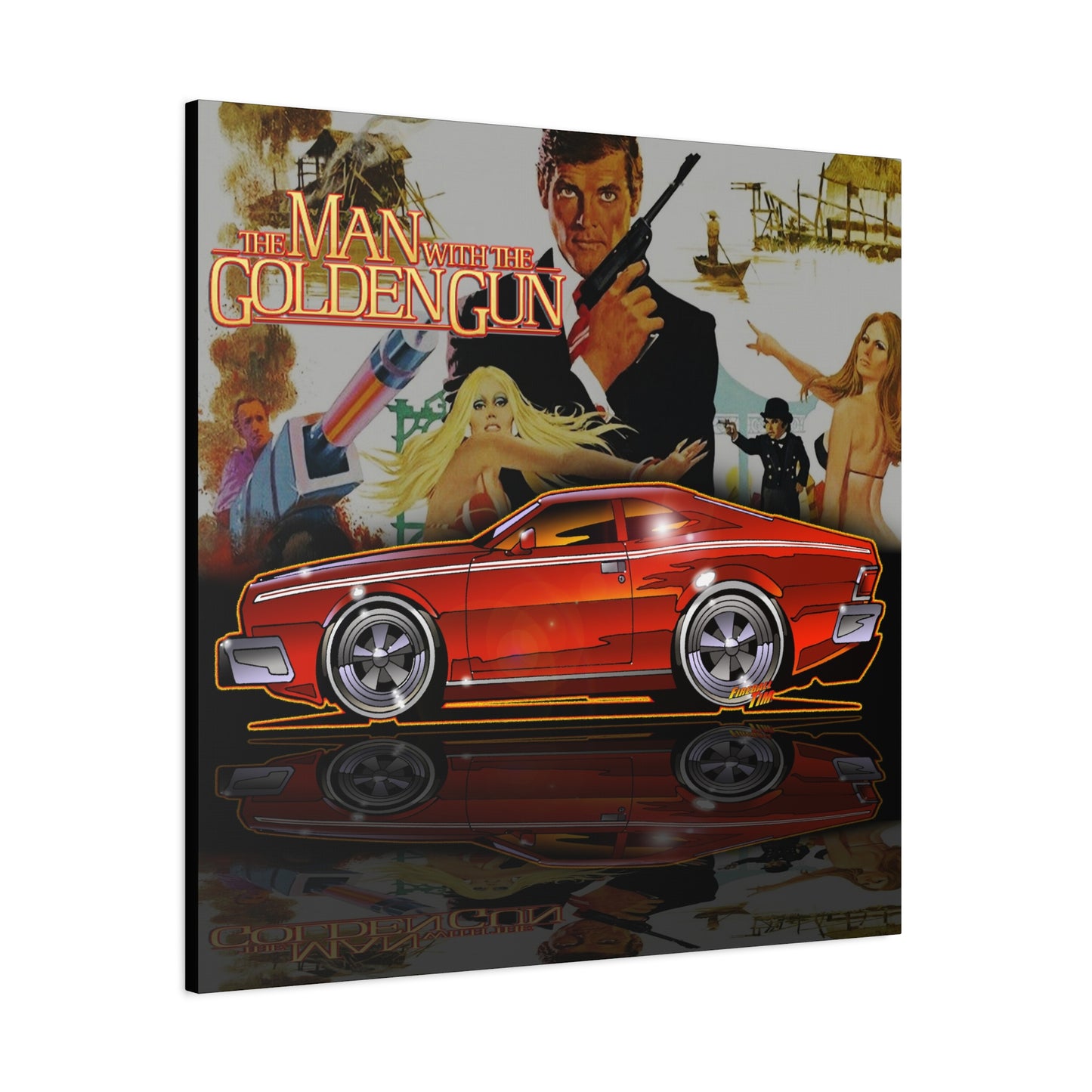 MAN WITH THE GOLDEN GUN AMC Hornet James Bond Fireball Art Canvas Print