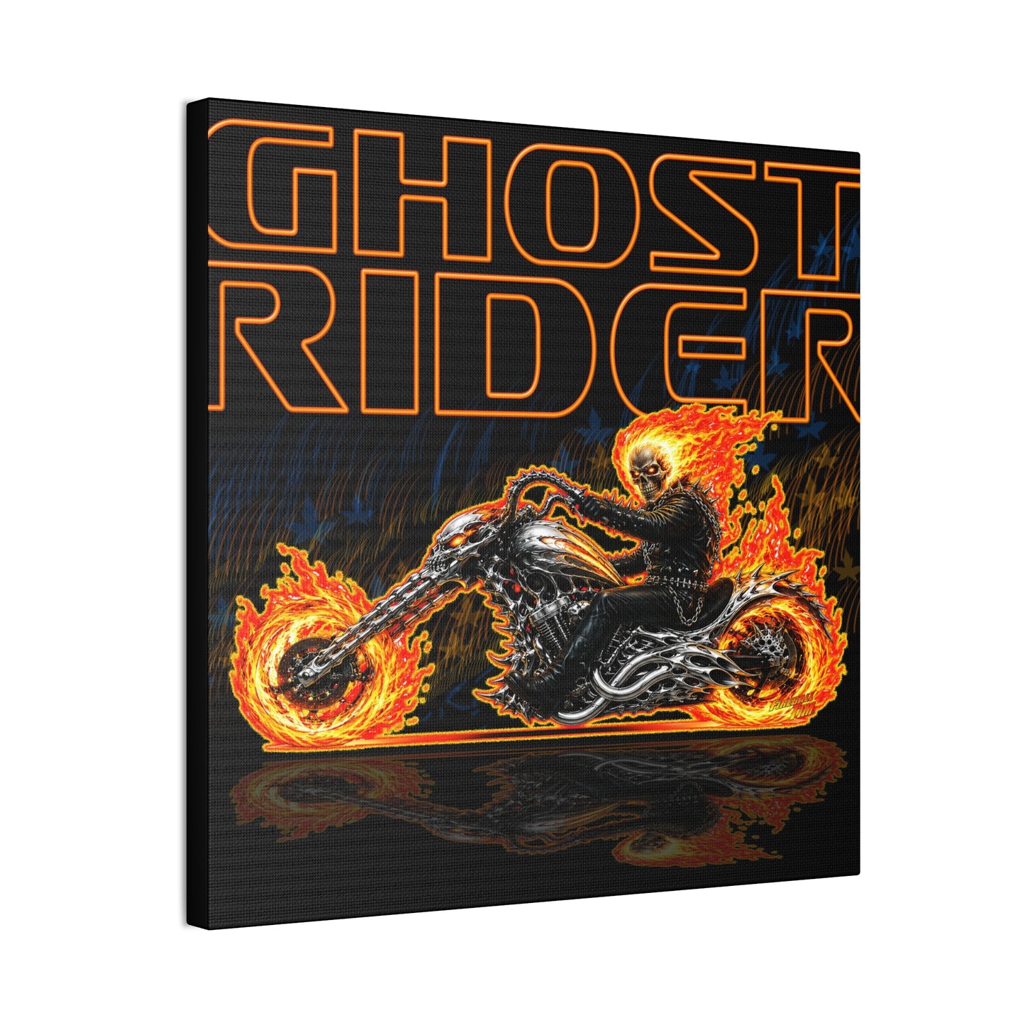 GHOST RIDER CHOPPER Collectible Fireball Art Canvas Stretched Print